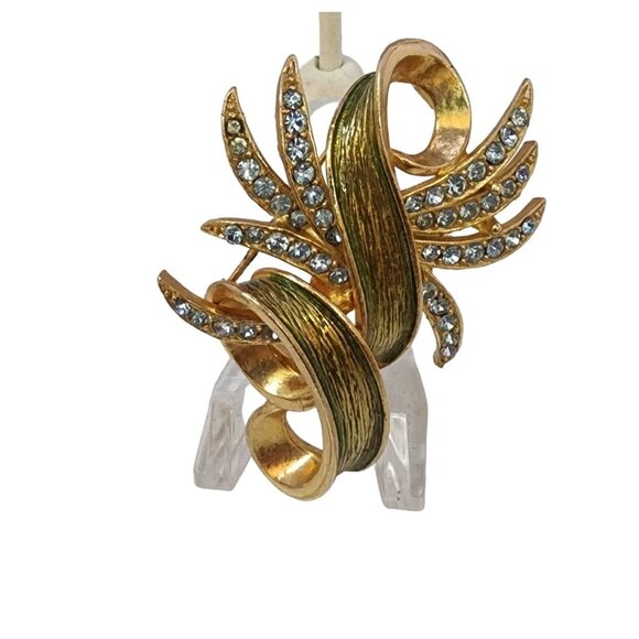 Vintage Signed Hollycraft Enamel and Rhinestone Brooch Set (A4786) - Picture 3 of 7